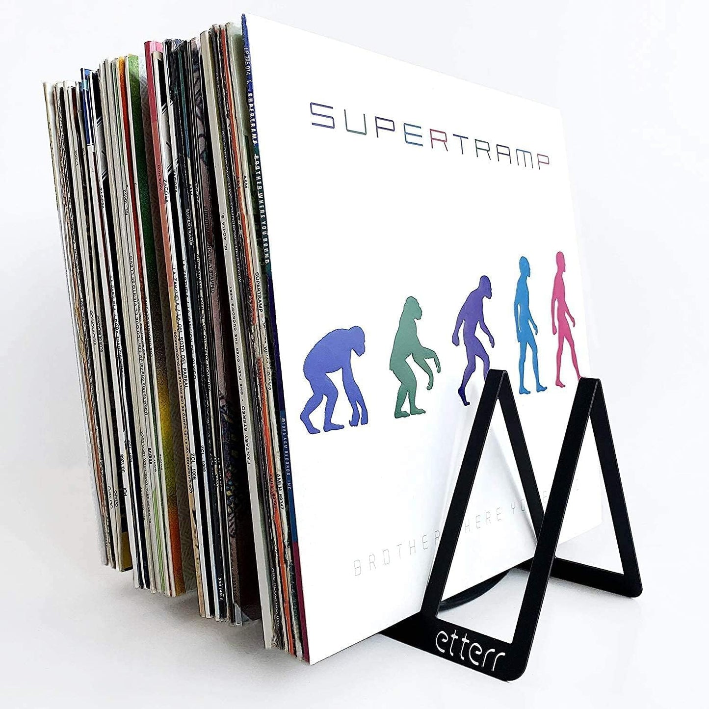 Display Stand, Shelf and Storage for 50 Vinyl Records (Black x 2)