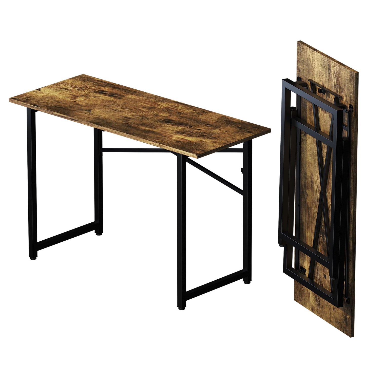 Lutown-Teen 120 cm Folding Computer Desk, Rustic Brown