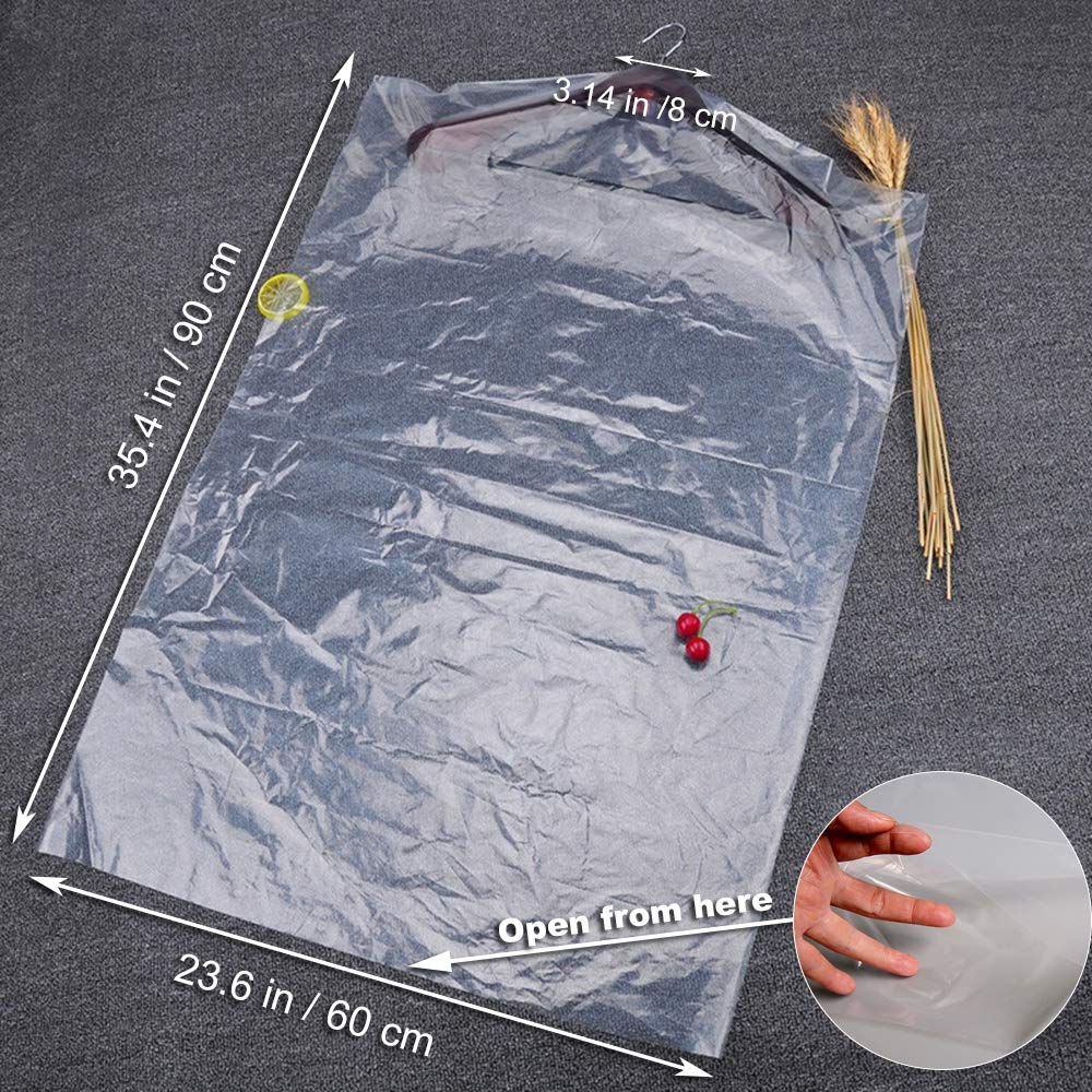RINTATI 30 Pack Clear Plastic Clothes Covers 35.4inch Dry Cleaning Hanging Dust Proof Garment Bags for Home Storage Clothing Stores & Dry Cleaners.