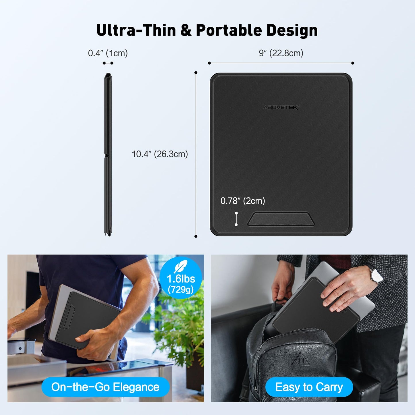 AboveTEK Ultra-Sleek Portable Laptop Lap Stand, 2-in-1 Foldable MacBook Stand for Desk & iPad Tablet Stand Holder