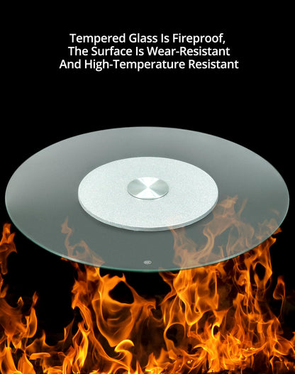 QWORK Tempered Glass Lazy Susan Rotating Serving Plate, Swivel Turntable, 70 cm / 27"