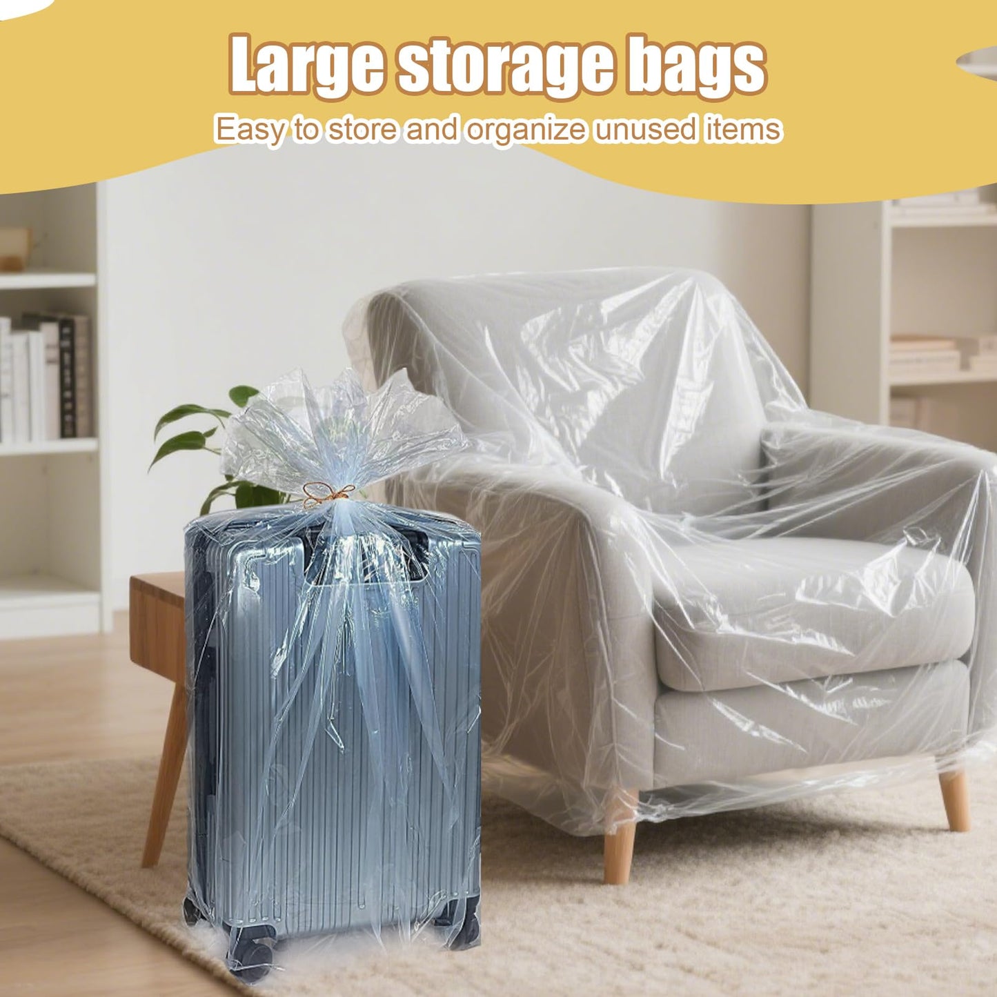 8 Pcs Extra Large Plastic Bags, 135 * 150cm Suitcase Storage Bag, Heavy Extra Large Clear Storage Bags, Clear Plastic Bag for Kitchen, Bathroom