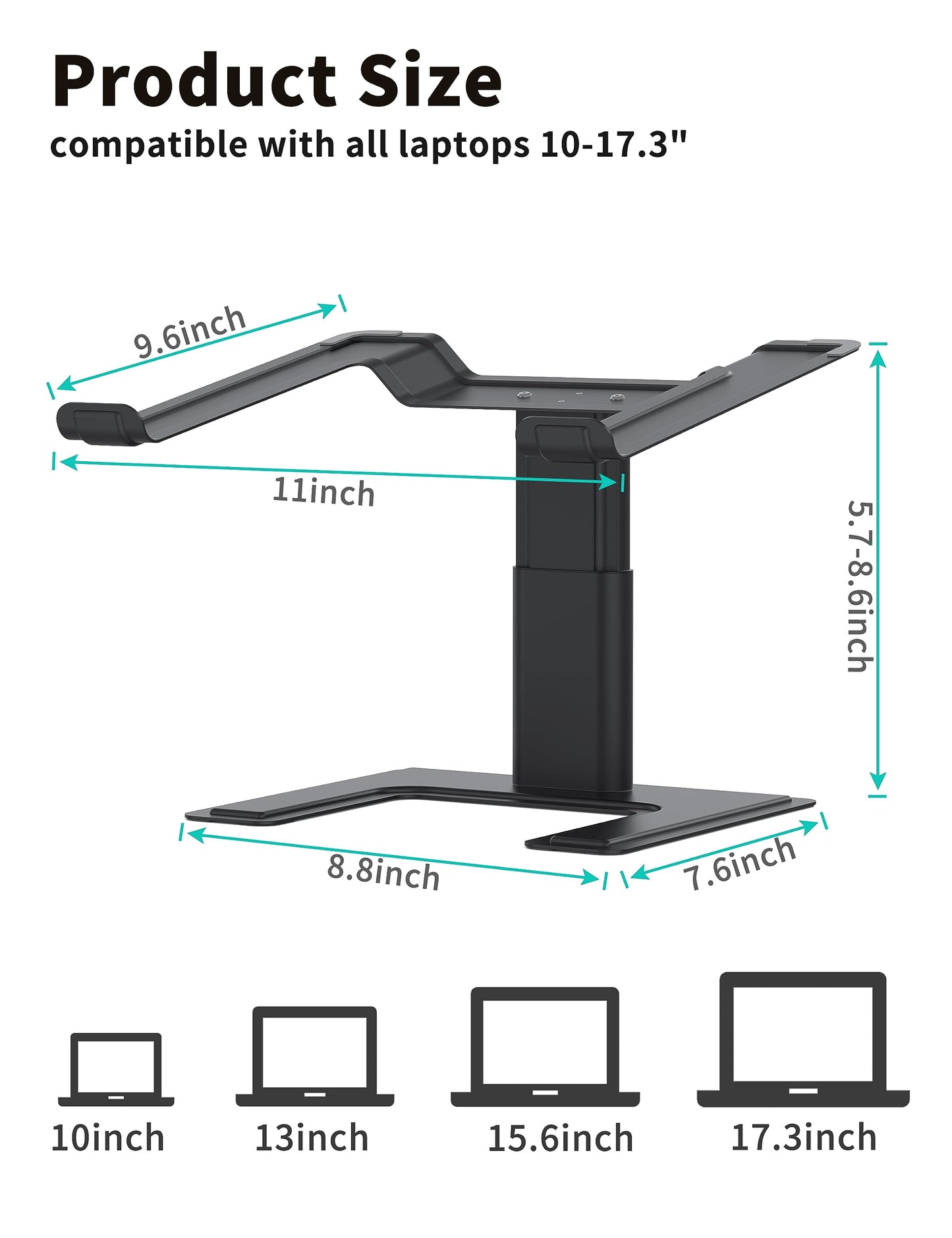 ALASHI Laptop Stand for Desk, Computer Stand Adjustable Height, Ergonomic Notebook Laptop Riser