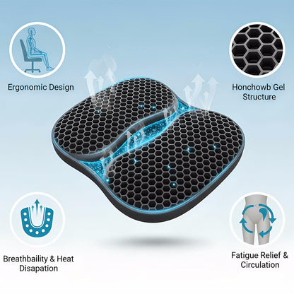 masteymoh Foldable Honeycomb Seat Cushion, Small Portable Gel Seat Cushion for Travel, Butt Pillow for Back Pain Relief, Sciatica Black