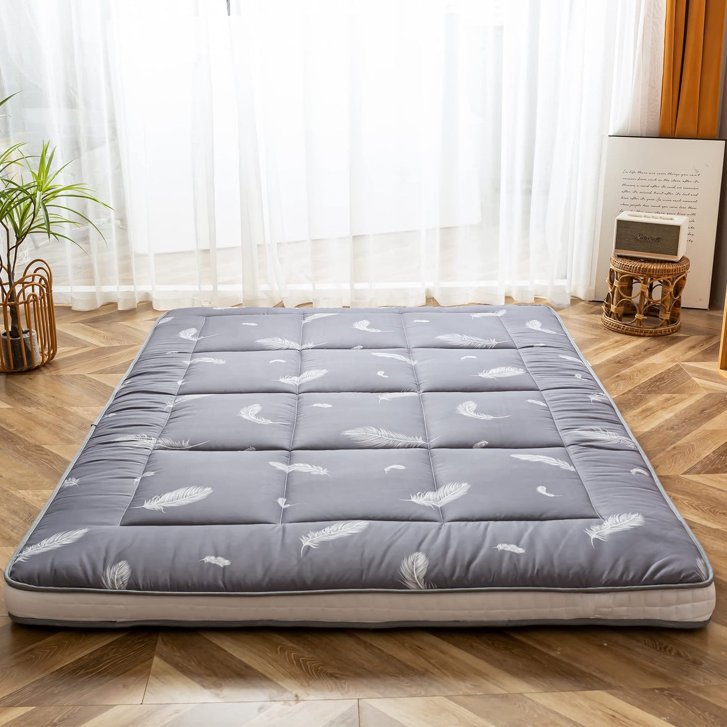 MAXYOYO Futon Mattress, Padded Japanese Floor Mattress Quilted Bed Mattress Topper