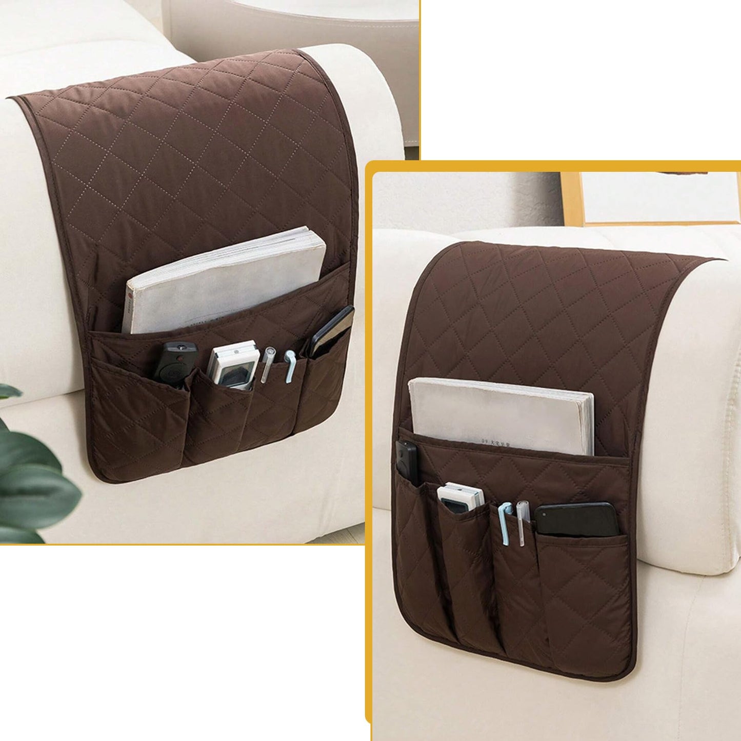 YancLife Sofa Armrest Organizer, Sofa Couch Waterproof Chair Armrest Durable Soft Caddy Organizer Holder for Phone, Cellphone, Book, Magazines