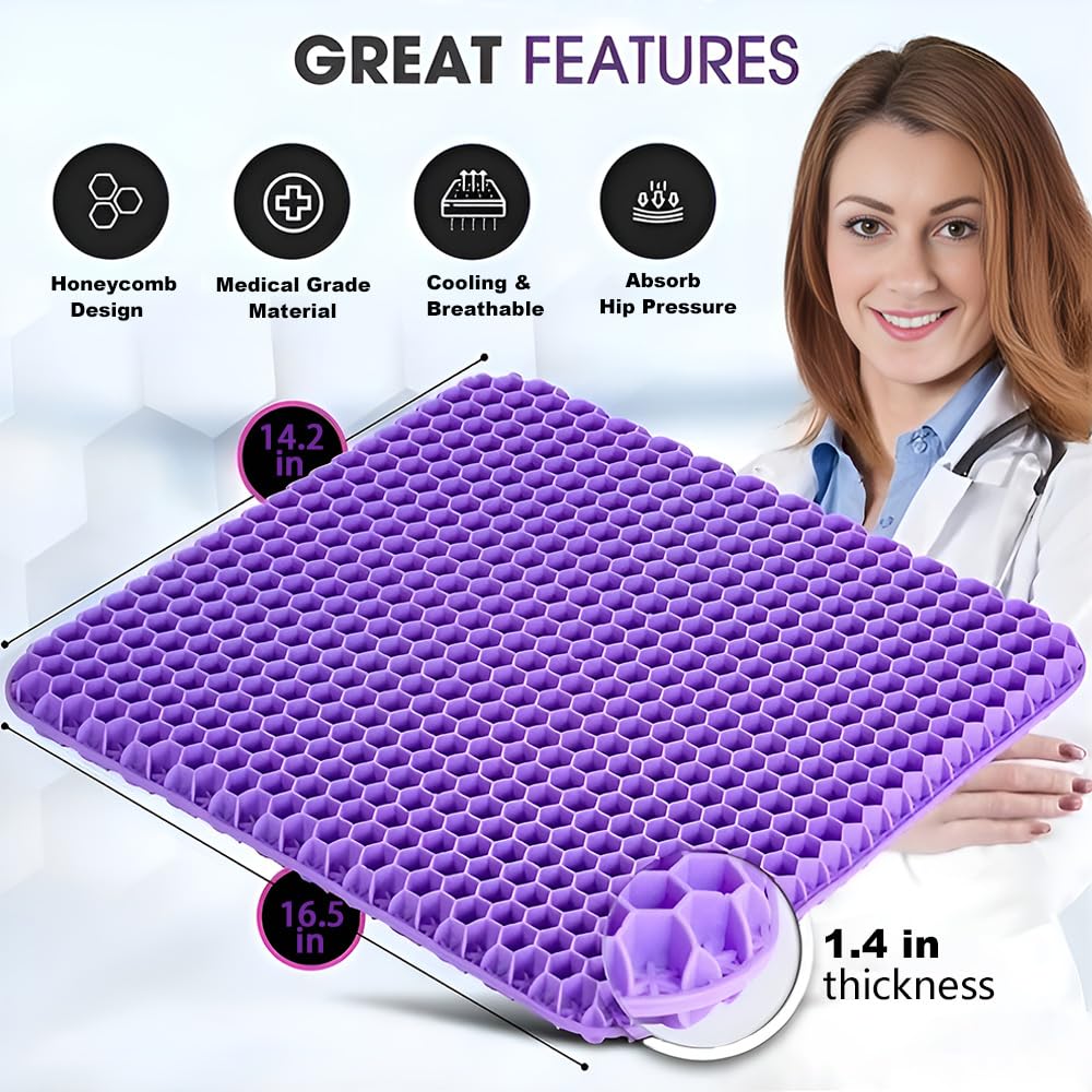 Chair Cushions,Car Seat Cushion,Honeycomb Gel wheelchair Cushion for Driving,Airplane,Travel,Orthopedic,Coccyx,Office,Desk,Pressure