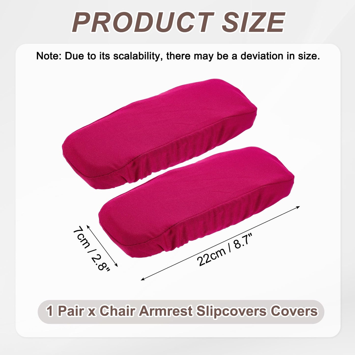 sourcing map Chair Armrest Slipcovers Covers, 22 x 7cm Polyester Removable Seat Hand Rest Protector for Office Chairs Desk Chair(Rose Red)