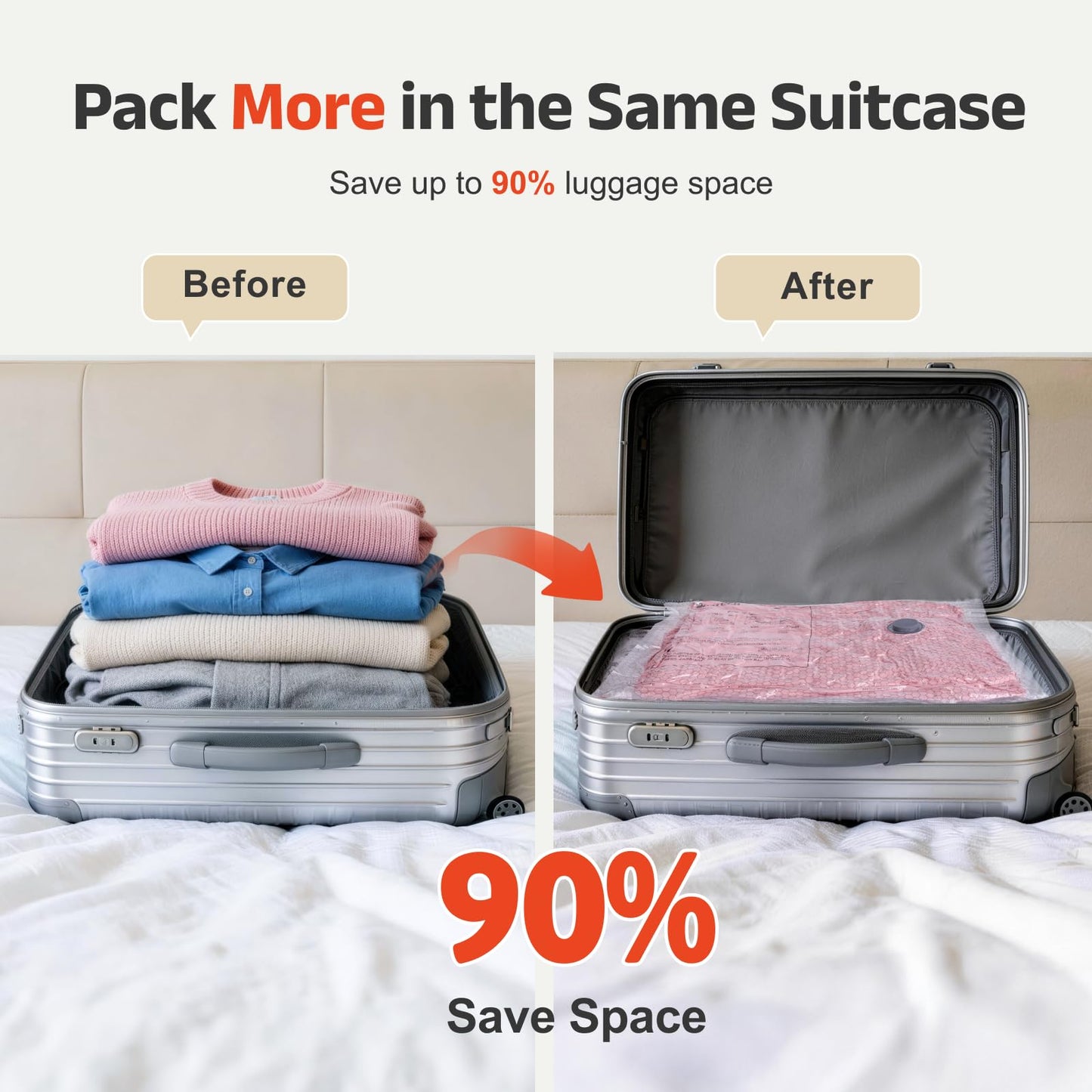 IDEATECH Vacuum Bags with Pump for Travel Clothes Compression Cubes Luggage