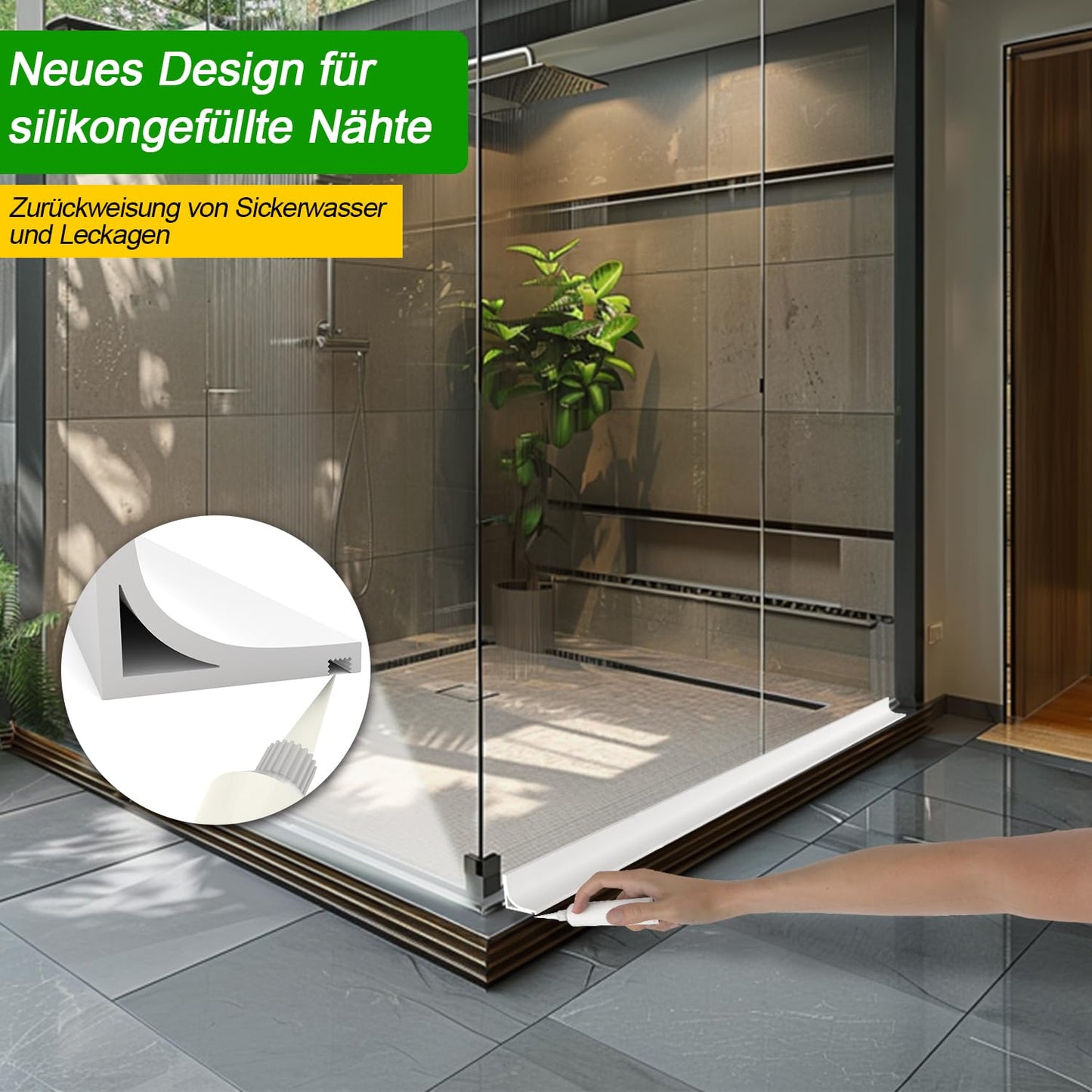 ALITAIYI Wet Room Floor Barrier, Shower Threshold, White, 85 cm