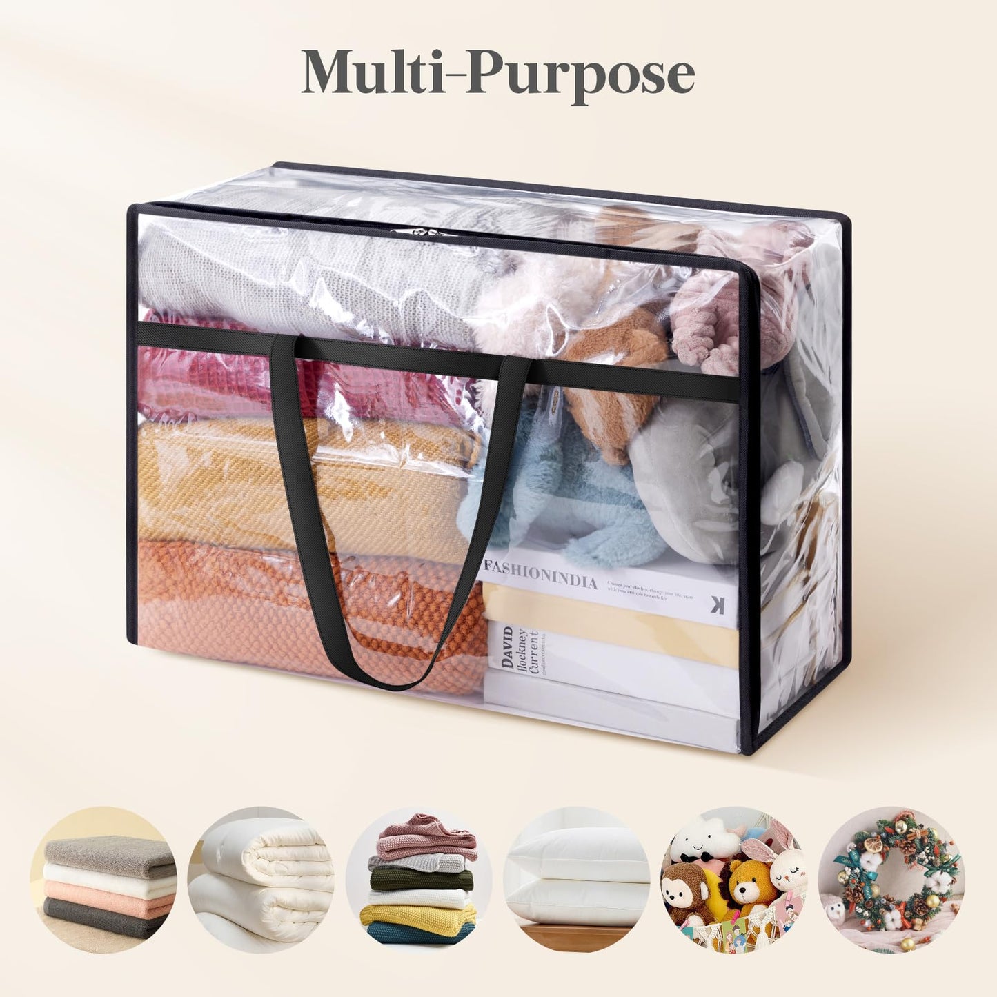 Lifewit 8 Pack Clear Storage Bags, 60L Plastic Clothes Storage Bags