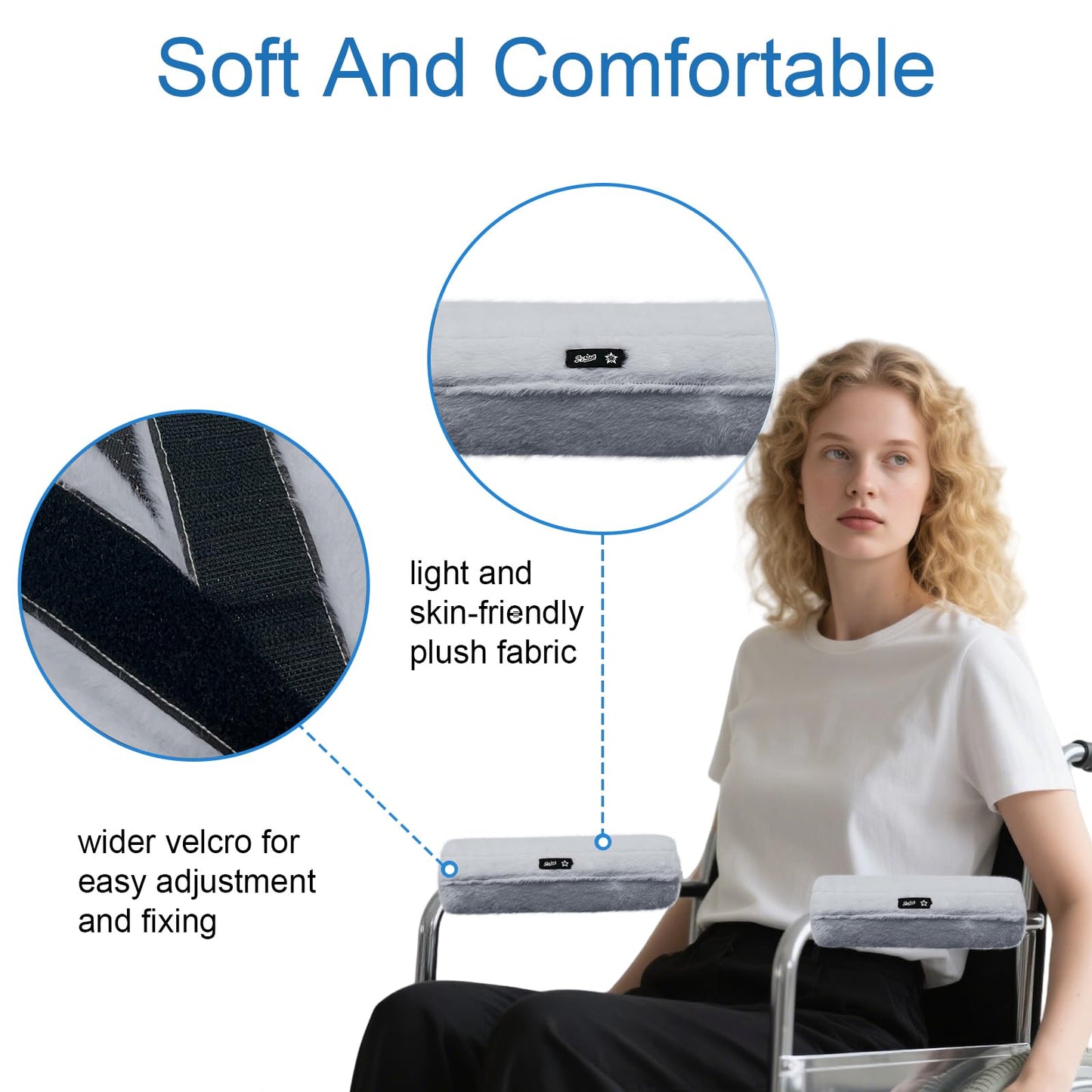 SPRING SEAON Wheelchair Armrest Pads Covers Fuzzy Desk Chair Arm Pads Soft