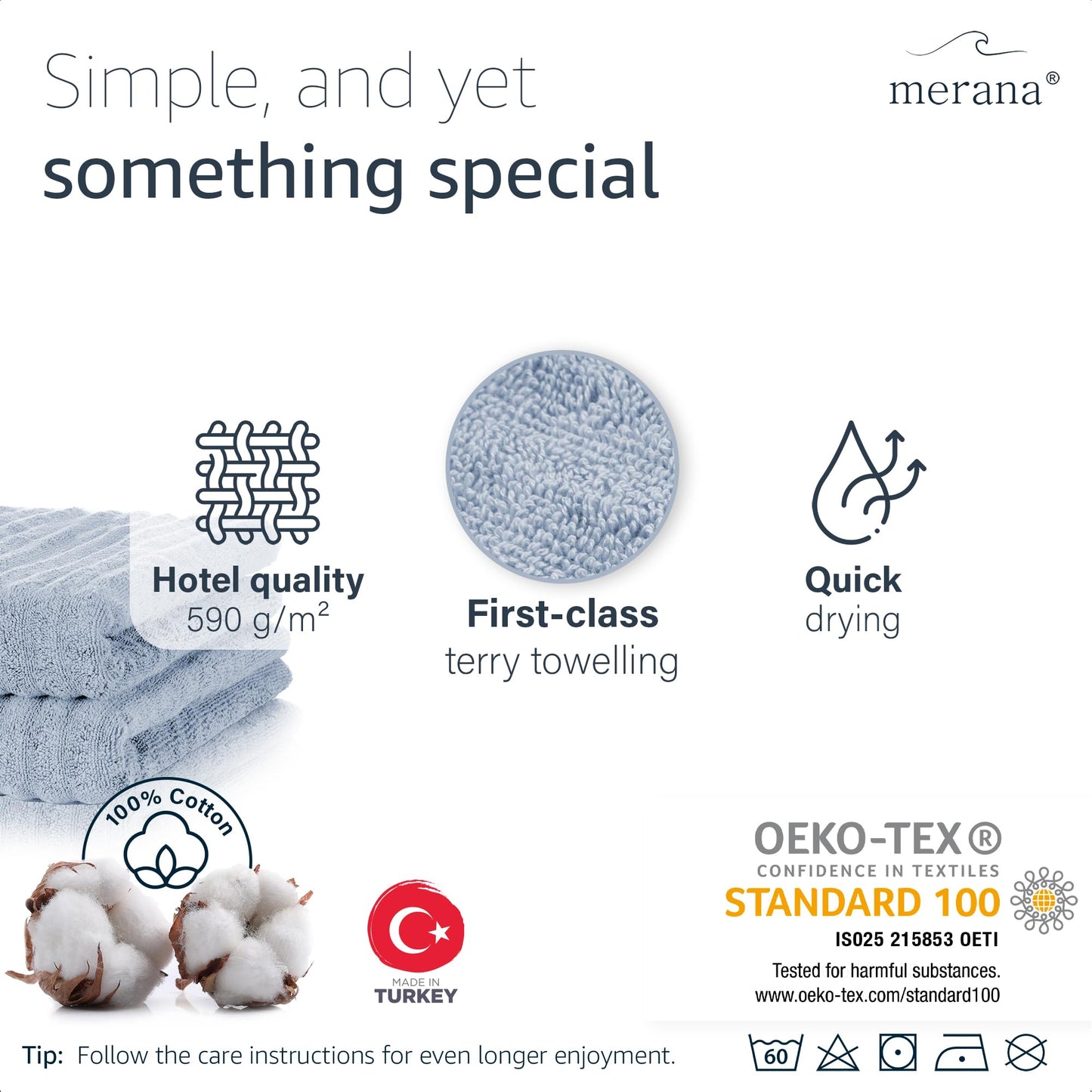 Merana OSLO towel set | quick-drying, soft & lint-free | terry luxury quality | 100% cotton terrycloth | OEKO-TEX | 590 GSM