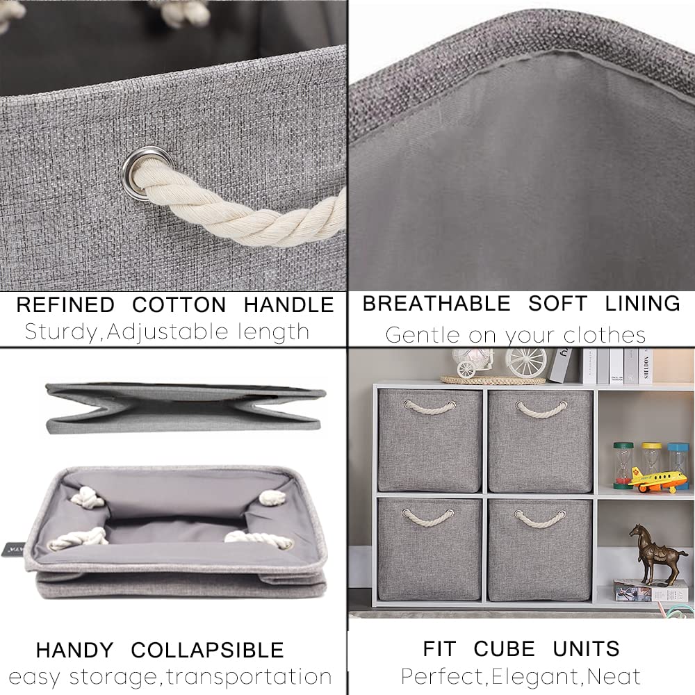 Mangata 28x28x28cm Cube Storage Boxes 4Pcs Gray Foldable Organiser Baskets