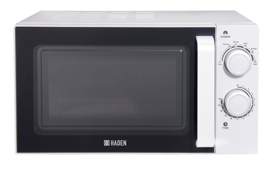 Haden Stainless Steel Interior Microwave Oven - 20l White Microwave, 700W with 6 Power Levels, 30min Timer, Defrost Function and 24.5cm Turntable