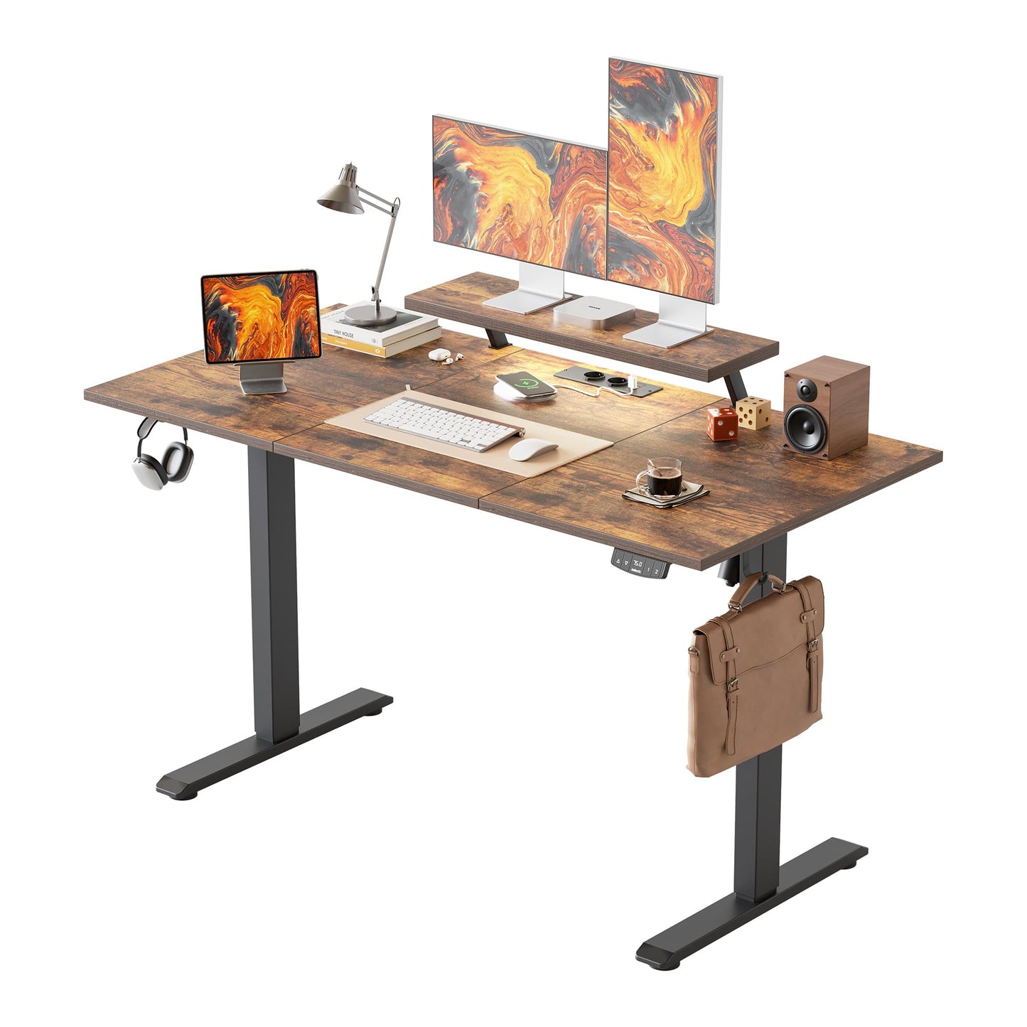 Agilestic Electric Standing Desk, Led & Plug, Movable Monitorstand, 140x60