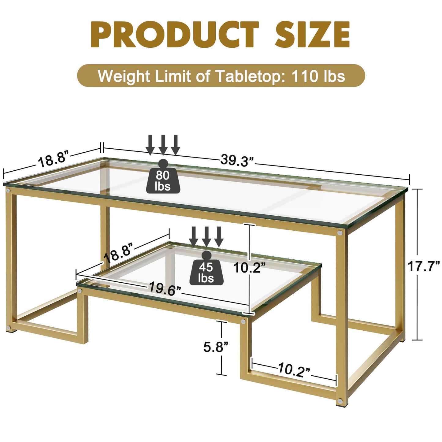 Coffee Table with Storage Shelf, Living Room Table with Metal Frame, Coffee Tables for Living Room, Center Table