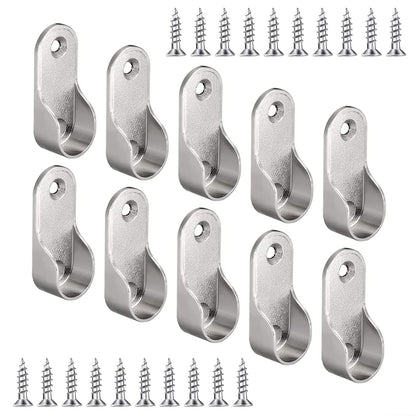 iTYOOS 10 Pieces Wardrobe Rail Fittings With 20 Pieces Screws, Zinc Alloy Oval Closet Rod End Supports