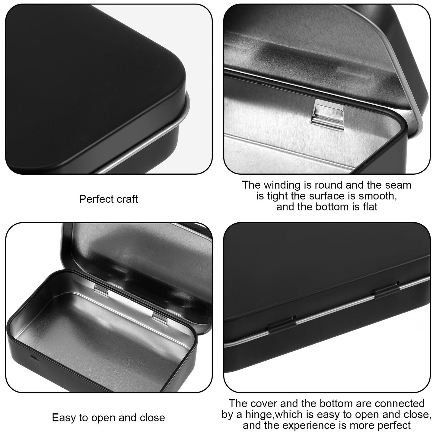 Aphumedc Metal Rectangular Empty Hinged Tins Tin Containers, Mini Portable Storage Box with Lid