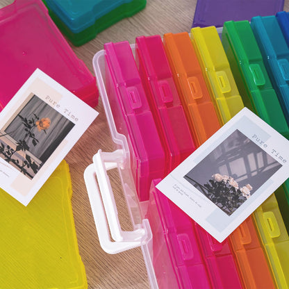 novelinks Transparent 4" x 6" Photo Cases and Clear Craft Keeper with Handle - 16 Inner Cases Plastic Storage Container Box Multi-colored