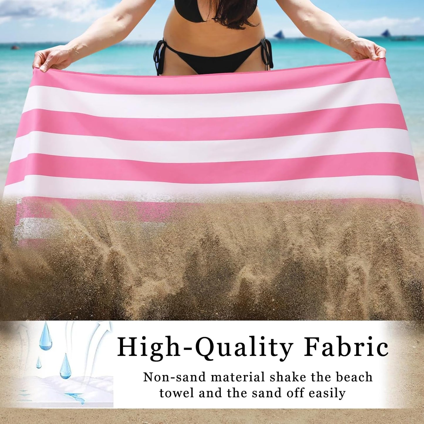 DDUP Microfibre Beach Towel, 160x80cm Extra Large Sand Free Beach Towels for Adults,Soft and Lightweight Travel Towel,Double Sided Quick Dry Super