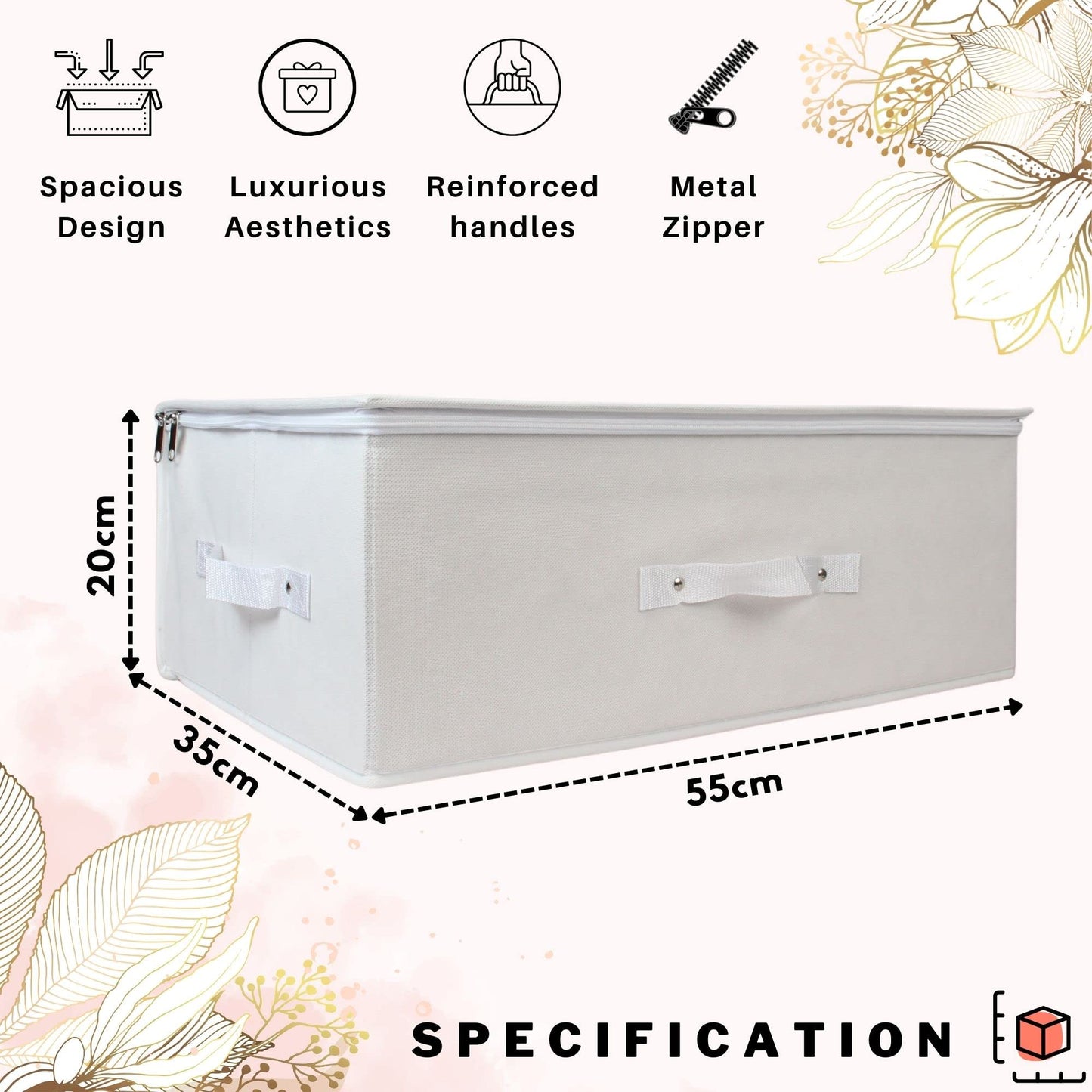 Hoesh UK - White Medium Wedding Dress Box With Lid & Acid Free Tissue - Bridal Gown Storage, Under Bed Clothes Storage