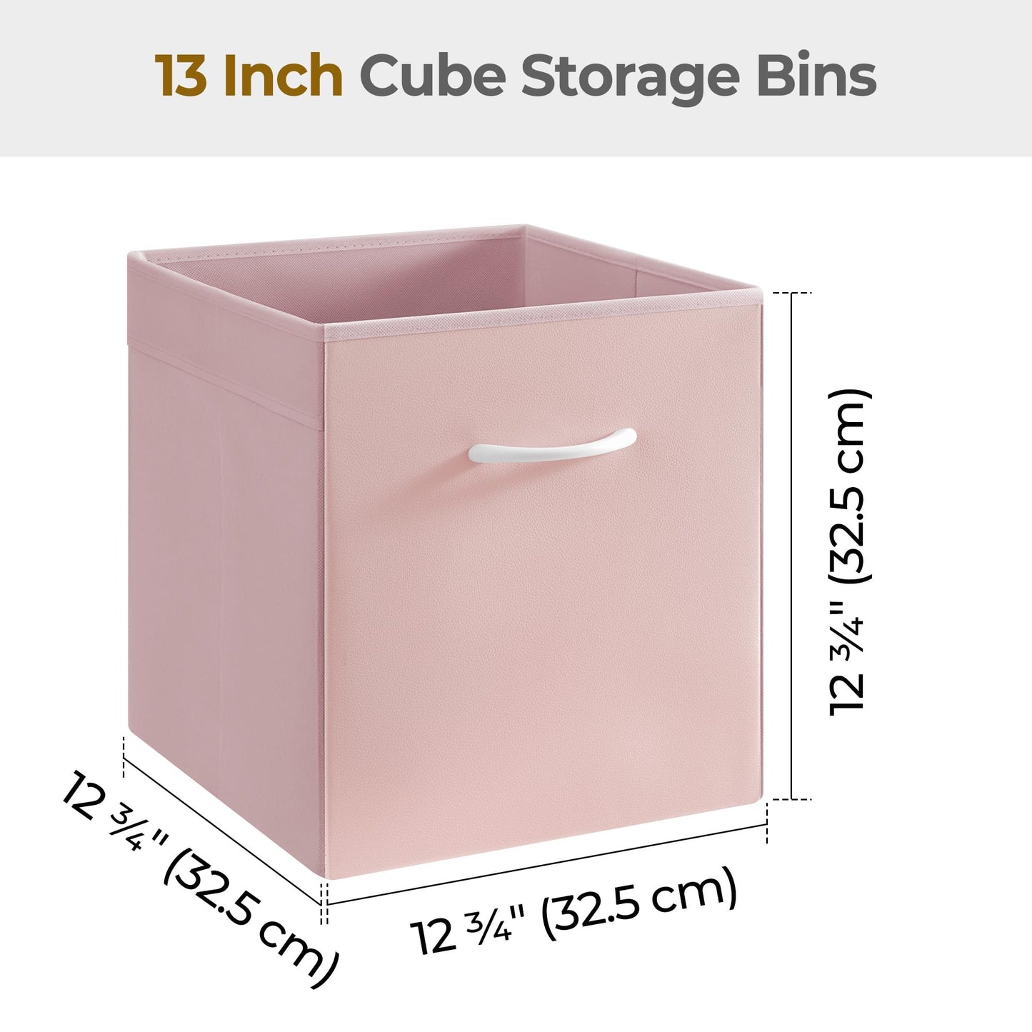 StorageWorks Pink Storage Cubes, Storage Cube Boxes with Handle, Cube Storage Basket for Shelves, Fabric Organiser Boxes for Wardrobe