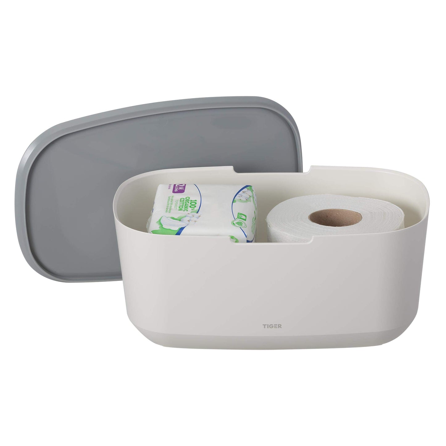 Tiger Tess Storage box with lid White/Light grey