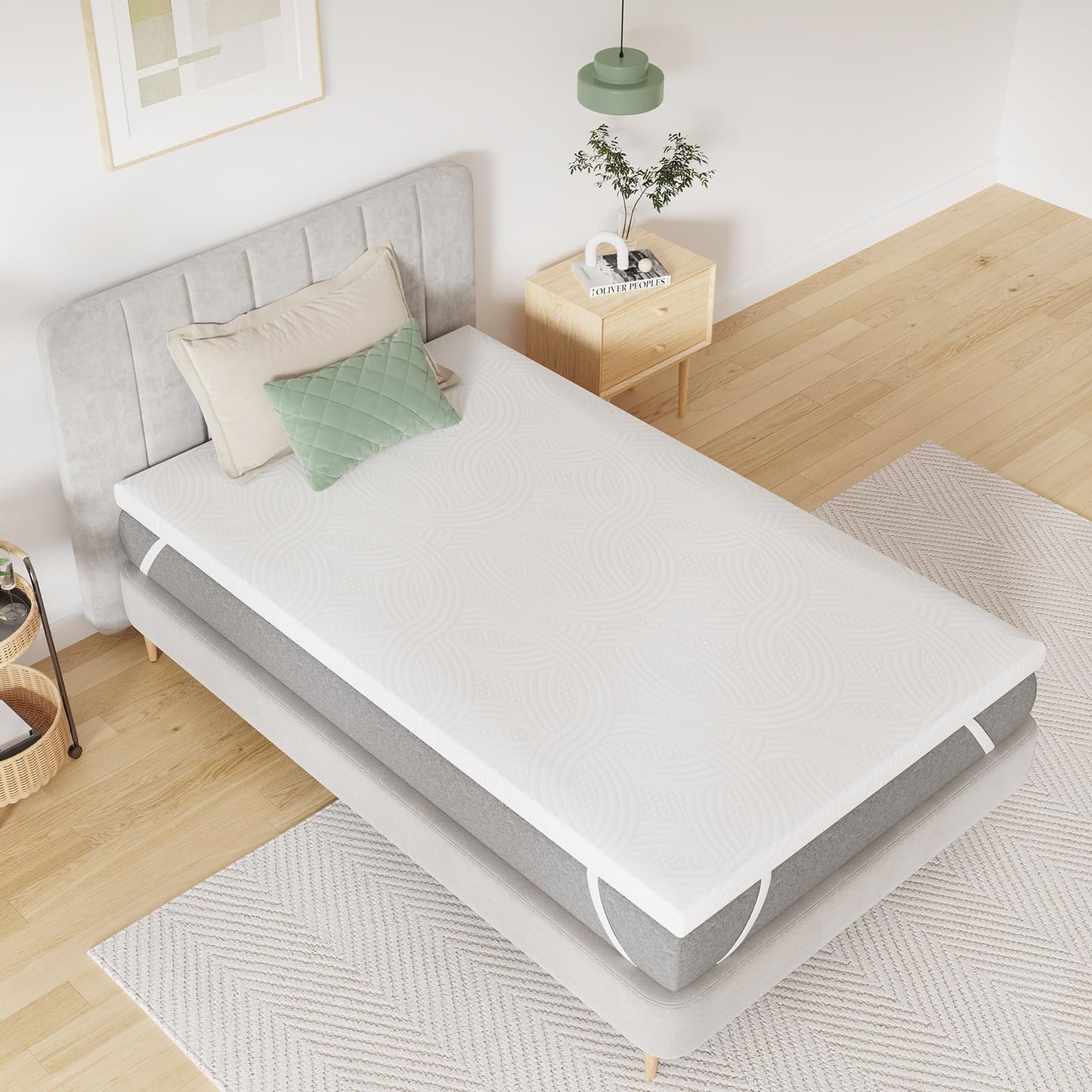 Novilla Top mattress, 100 x 200 5 cm fiber mattress, foam mattress comfort and washable at 60 °C, breathable and fresh, white