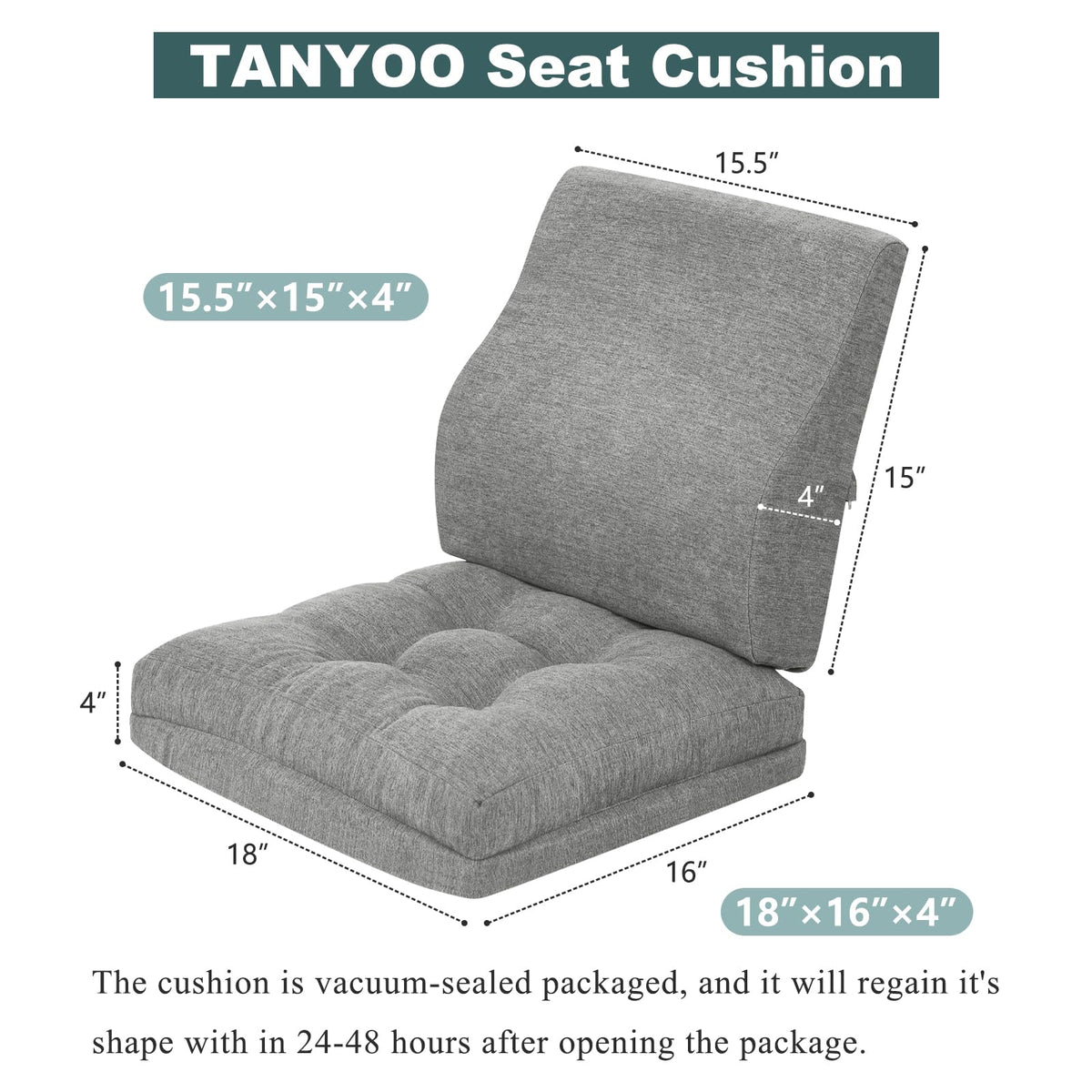TANYOO Seat Cushion & Lumbar Support Pillow Set for Office Chair Recliner Couch, Dual-Layer Patent Design Memory Foam Office Chair Cushion &