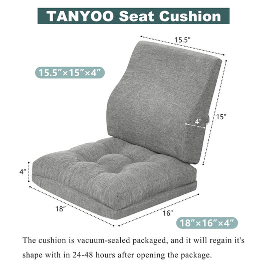 TANYOO Seat Cushion & Lumbar Support Pillow Set for Office Chair Recliner Couch, Dual-Layer Patent Design Memory Foam Office Chair Cushion &