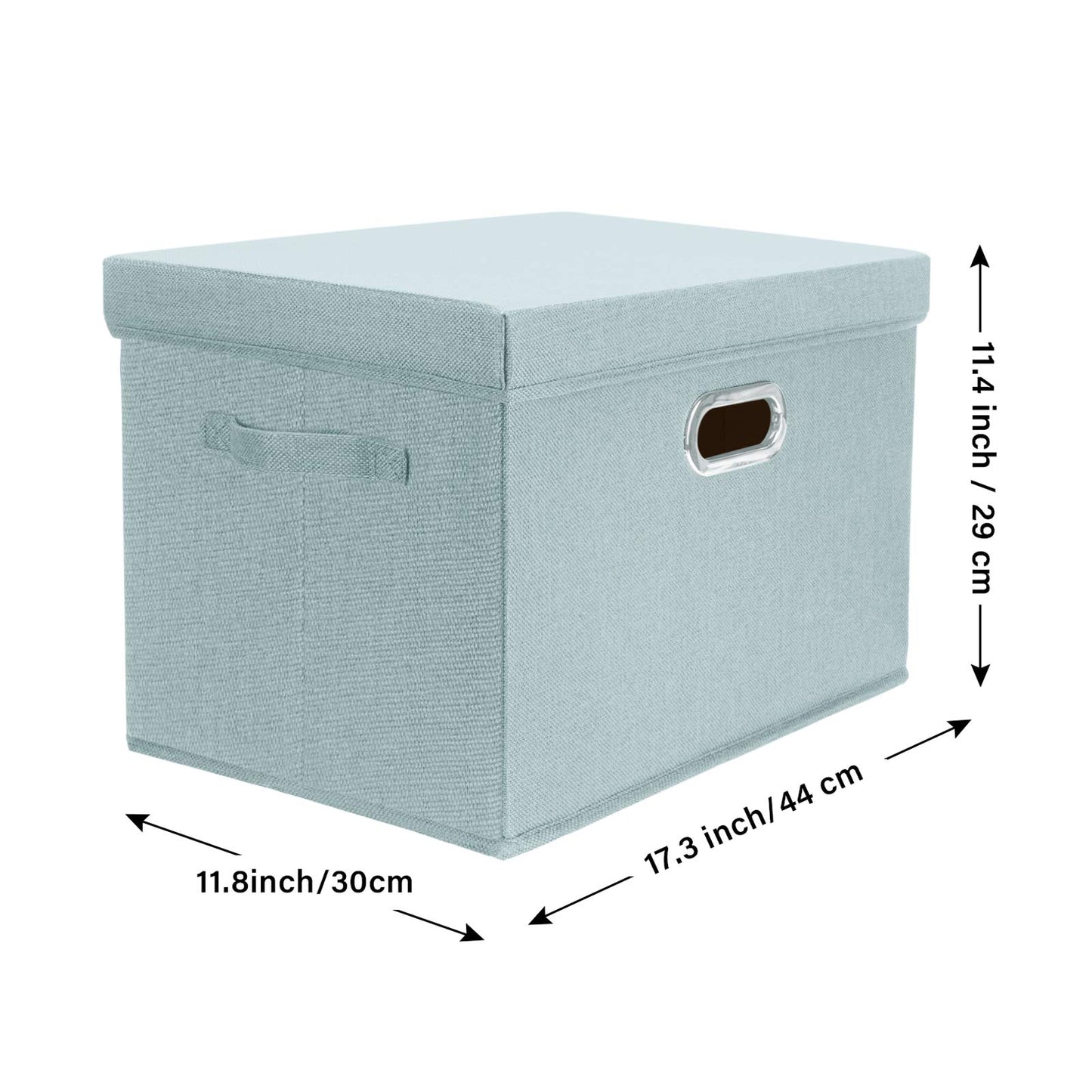 TYEERS Large Storage Box with Lid, Collapsible, Washable, Fabric Storage Box for Clothes, Wardrobe Storage, 44x30x29 cm, Set of 5, Aqua Spring