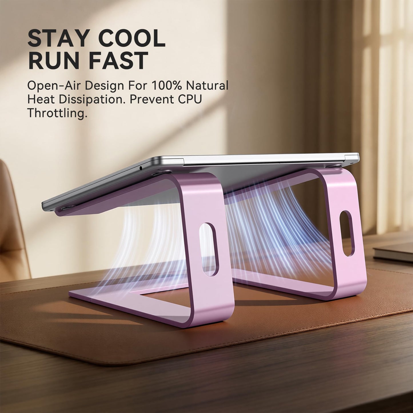 SOUNDANCE Laptop Stand, Aluminum Ergonomic Desk Riser, 10-15.6",Gold Pink