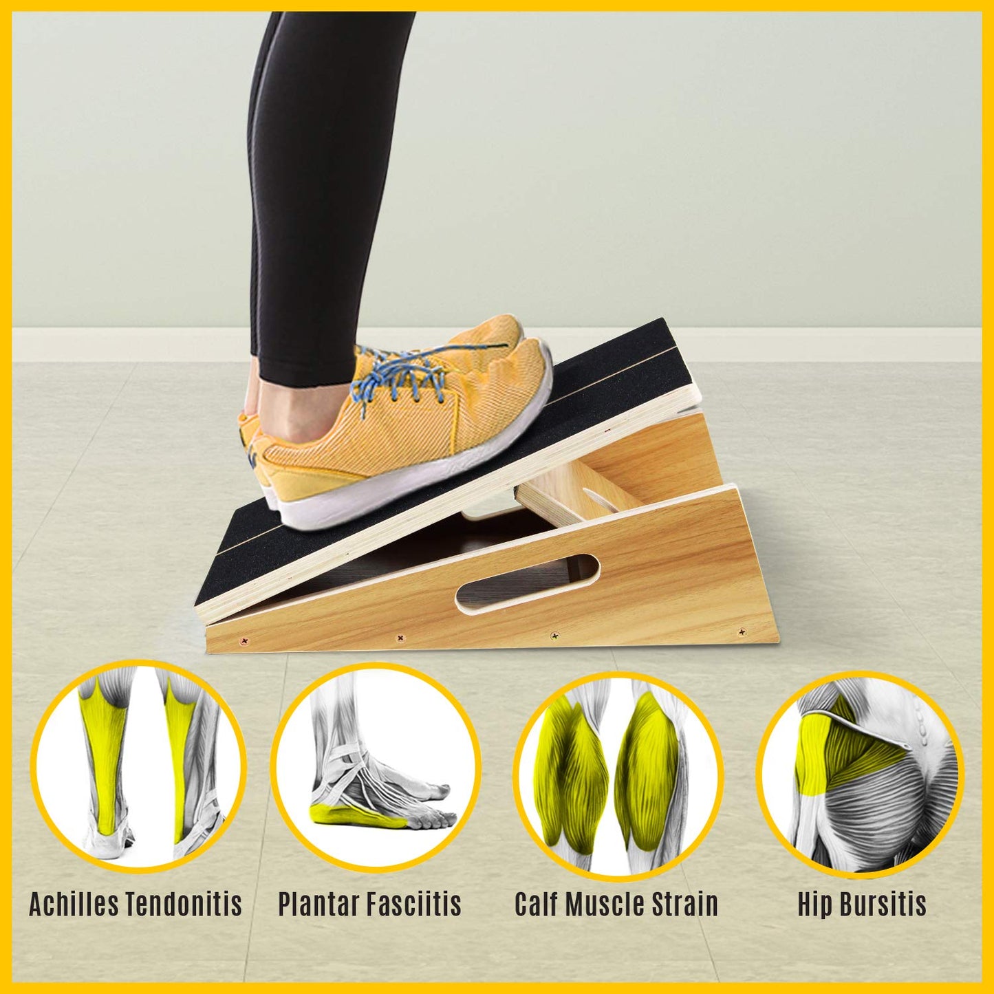 Yes4All GGZT Premium Adjustable Wooden/Steel Slant Board - Incline Board (10, 20, 30, 35 & 40 Degree) - Stretch Board (Slant Board 5 Angles - Full