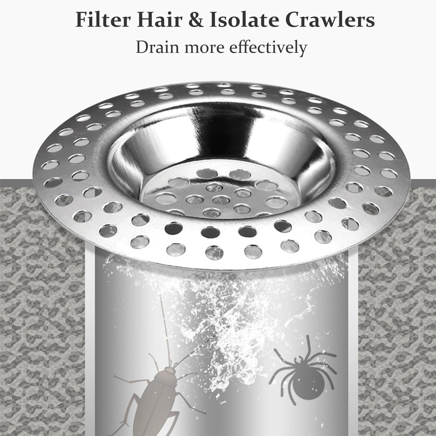 Stainless Steel Kitchen Sink Strainer Plug, Standard Strainer Drain Protector Hair/Food Catcher for Bathroom, Kitchen, Shower