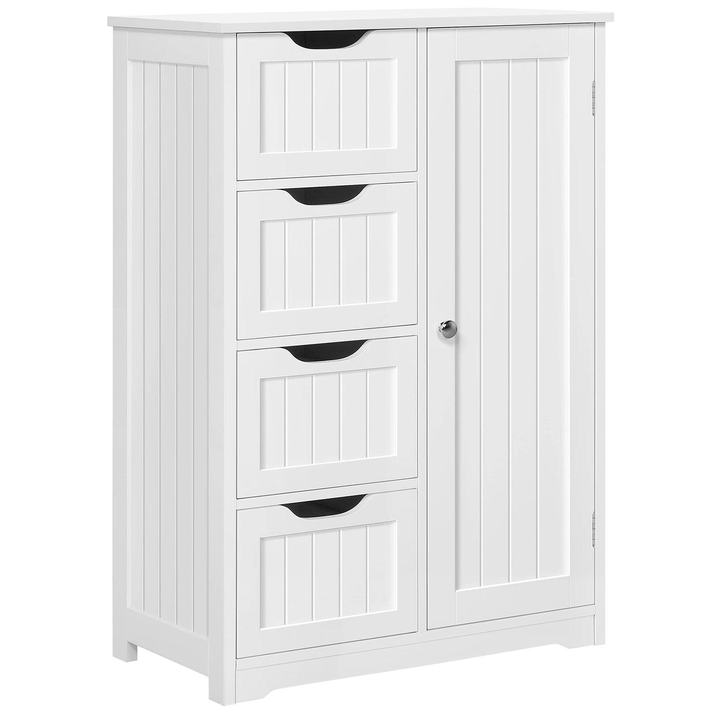 Yaheetech Large Bathroom Cabinet with 4 Drawers & Door, Adjustable Shelf
