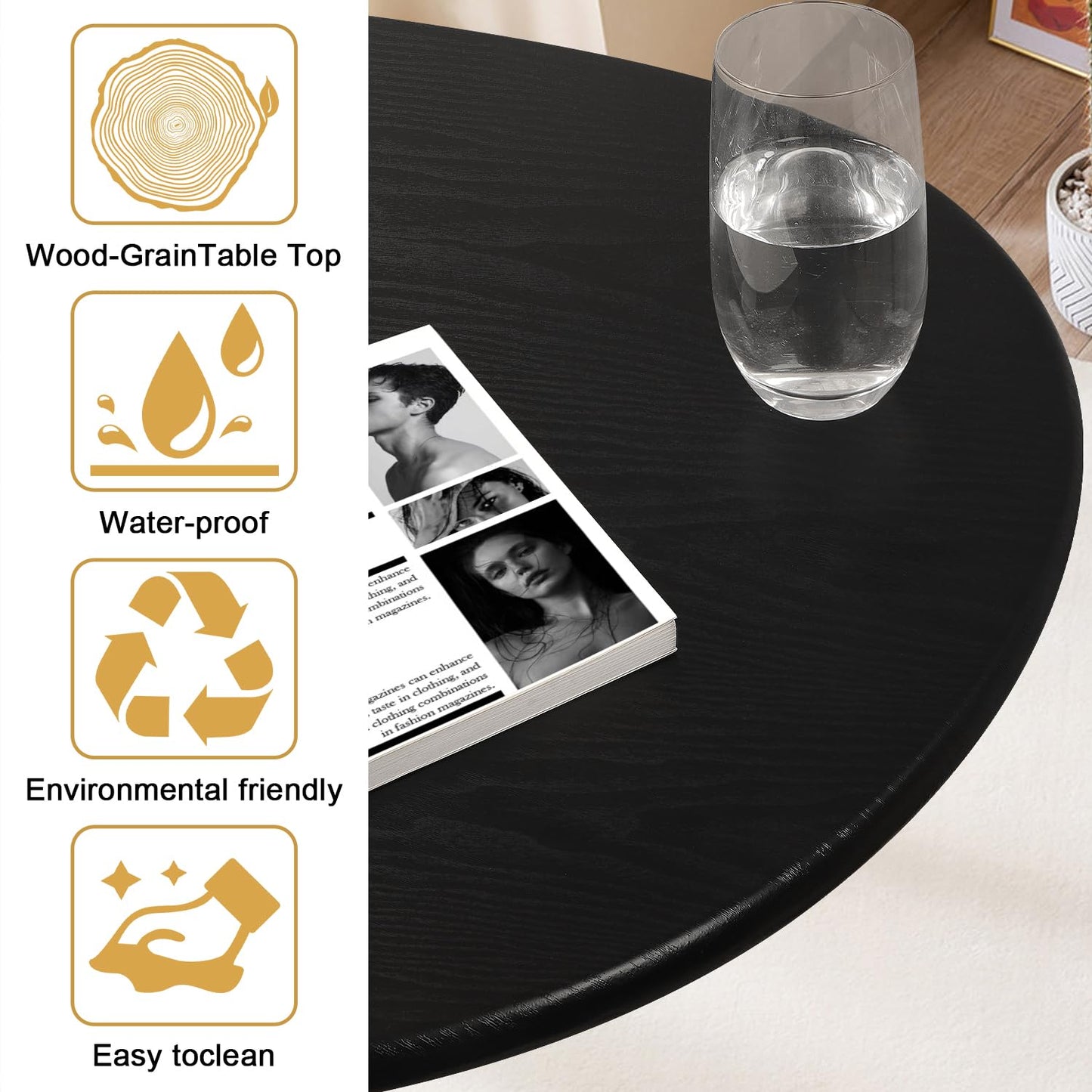 WDSHIYI Mid Century Modern Coffee Table, Large Oval Black Coffee Table for Living Room, for Small Spaces, 108 D x 56 W x 40 H
