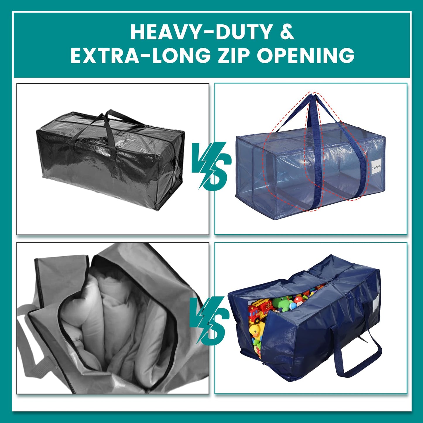 Dntorx Heavy Duty Moving Bags, 4 Pack 90L Storage Bags Dorm Moving Boxes