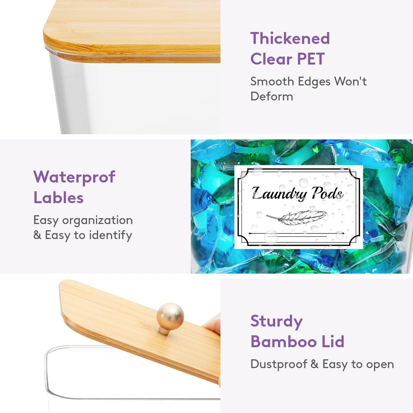 Lifewit Laundry Pods Container with Label Sticker& Scoop, 2.6+2L, 2 Pcs