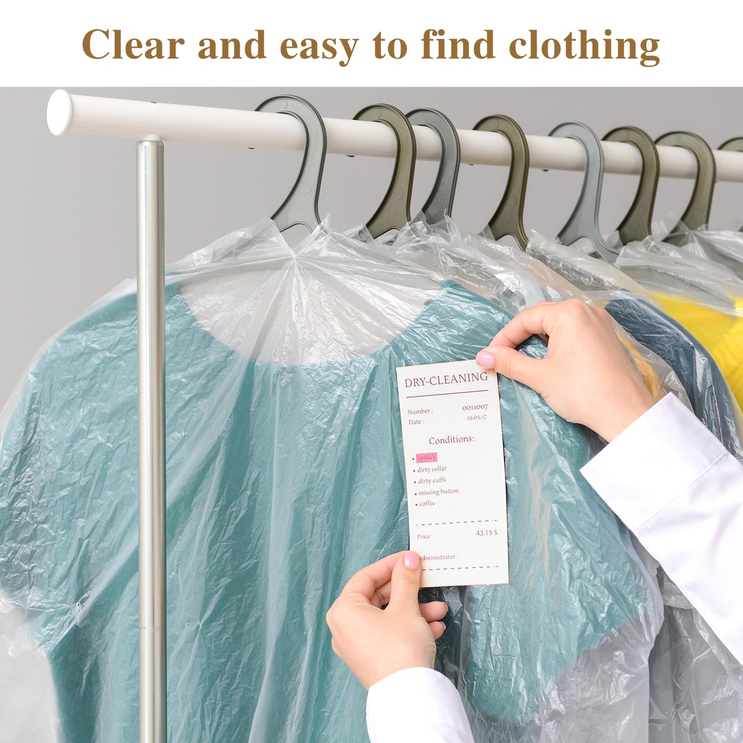10 Pack Long Dress Covers 71 Inch Clear Garment Bags for Hanging Clothes Plastic Suit Bags Dry Cleaning Bags Hanging Dust-proof Garment Bags for Coat