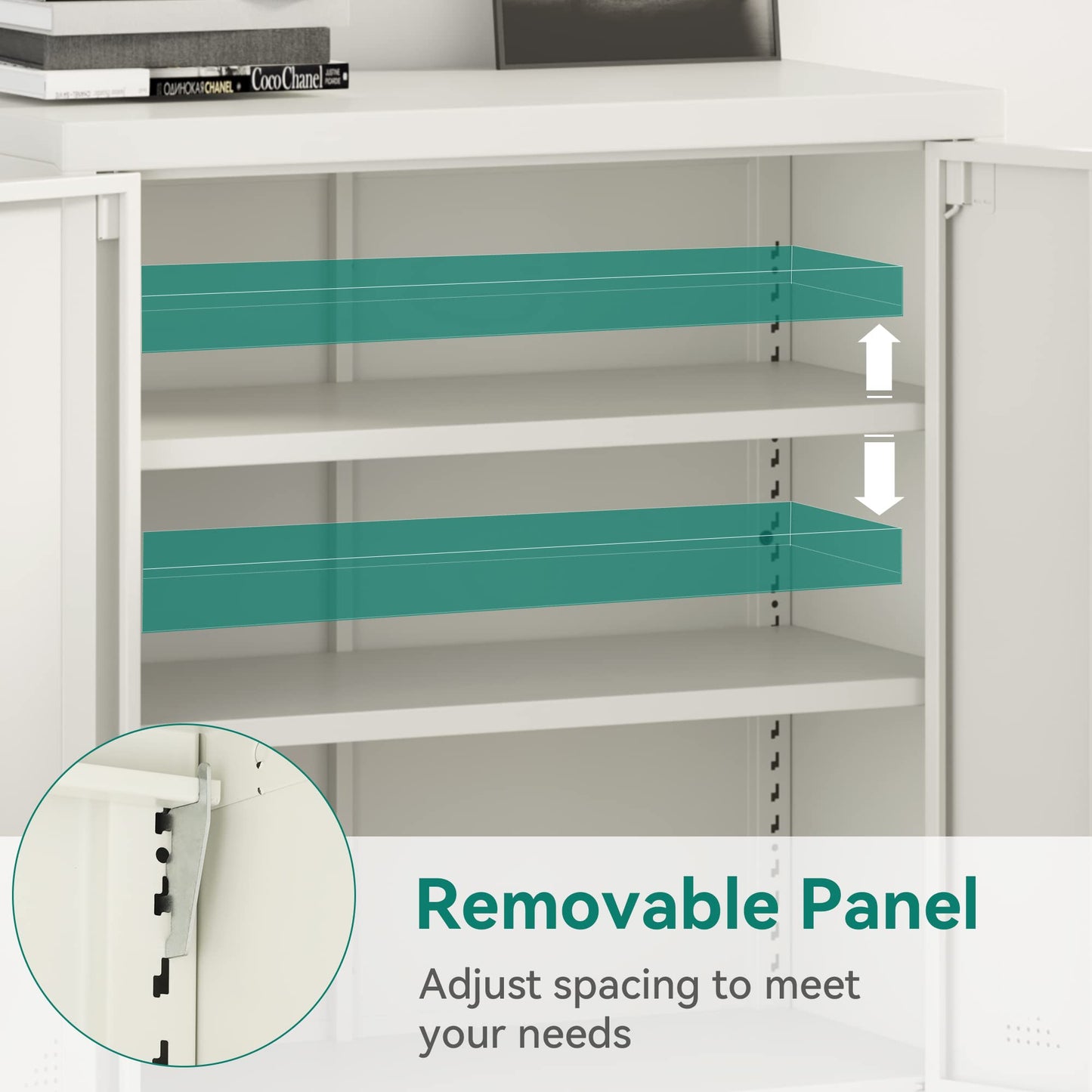YITAHOME Office Storage Cabinet, Metal Office Storage Cupboard with 2 Adjustable Shelves, 80 x 40 x 90cm