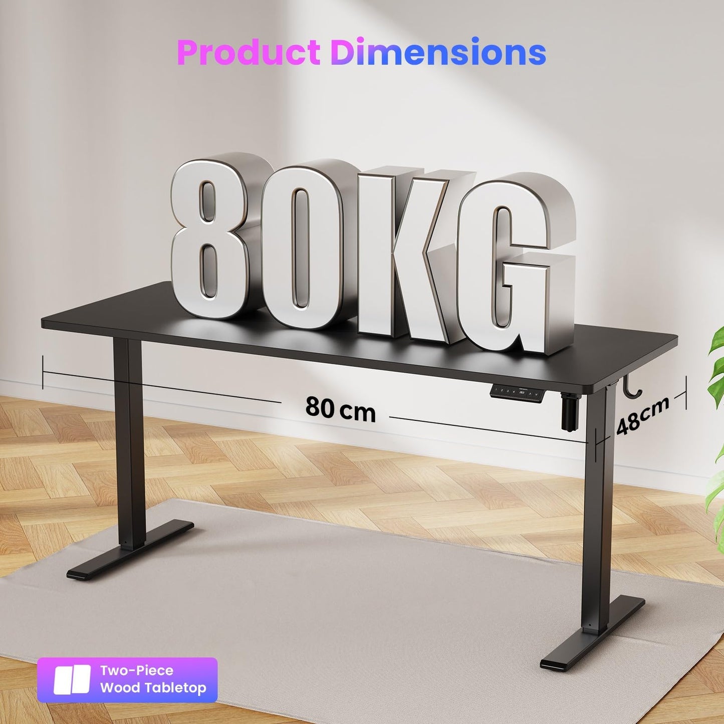 WALKINGDESK Electric Standing Desk, 80 x 60 cm, Black