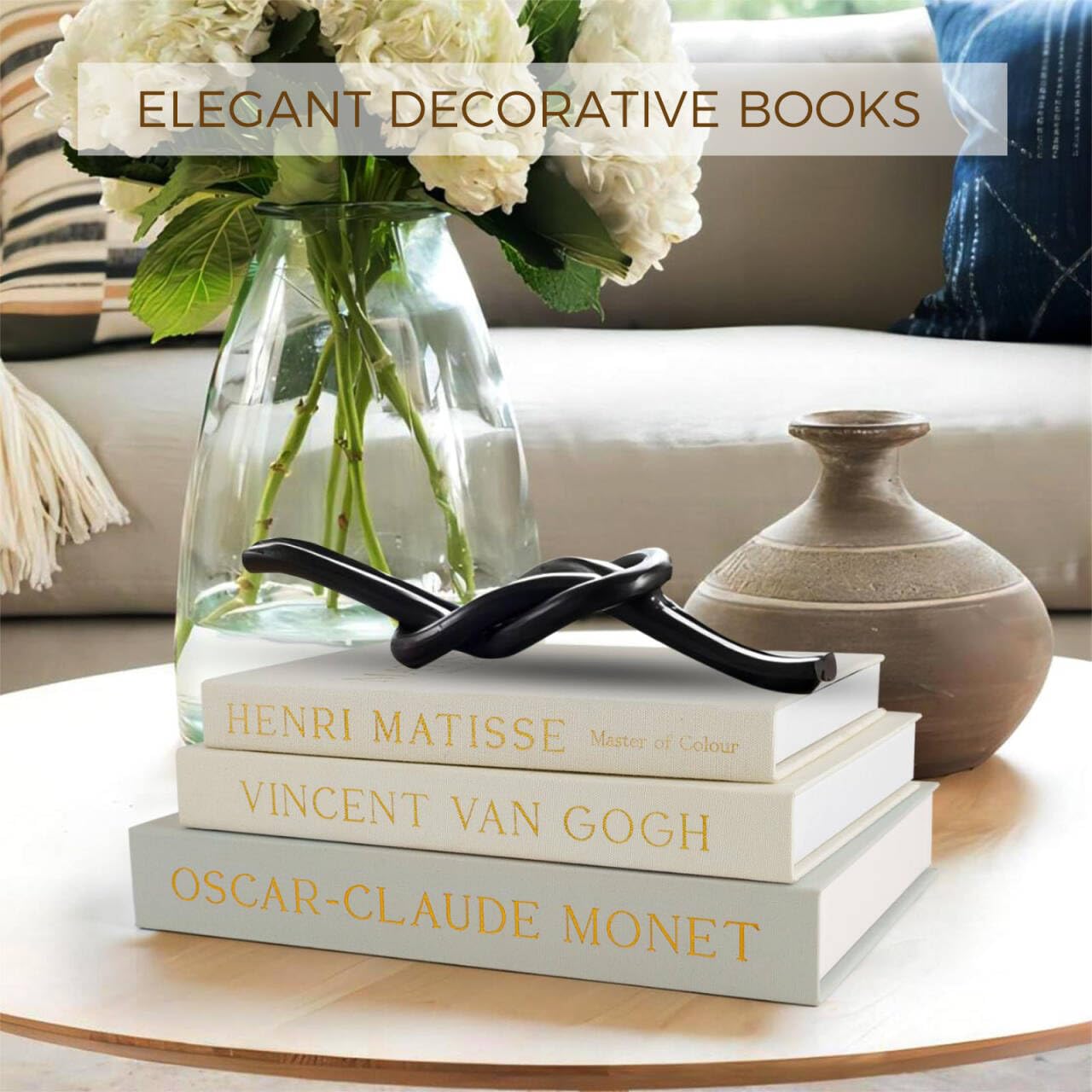 kroucoco Decorative Faux Books - Set of 3 Linen Storage Boxes for Coffee Table, Bookshelf & Home Decor (Sage-beige)