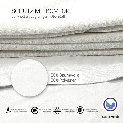 MEBY 140 x 200 cm Waterproof Mattress Protector. Breathable Cotton Mattress Topper. Mattress Protector, Waterproof, Moisture Protection, Elastic