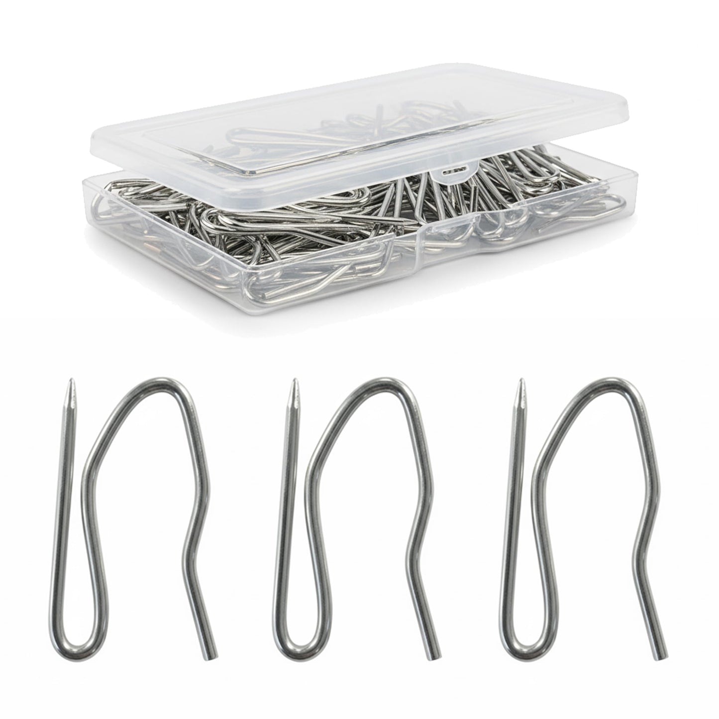 Metal Curtain Hooks - Heavy Duty Zinc Pin Hooks, 50 Pack Curtain Pins for Pencil Pleat & Pinch Pleat Heavy Lined Curtains, Heading Tape, Tracks