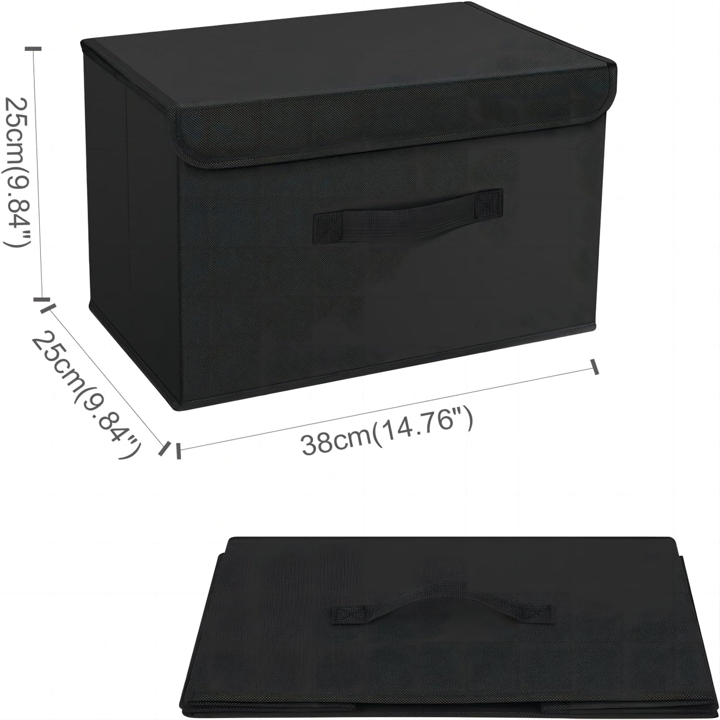 Homsorout Foldable Storage Boxes with Lids - Wardrobe Organiser Bin with Handle Fabric Basket Containers for Clothes, Book, Shelf, Office