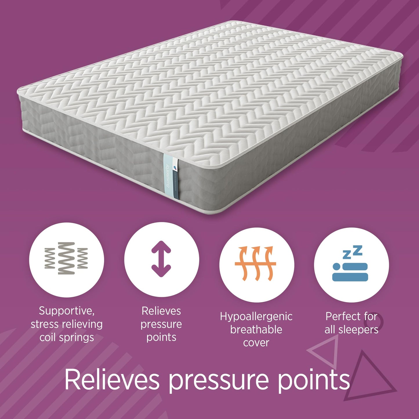 Summerby Sleep Three Zone King Mattress Memory Foam & Coil Spring Hybrid Mattress, (150cm x 200cm), Comfy & Affordable, Orthopaedic for King Bed