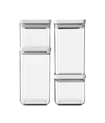 Brabantia 122569 Tasty+ Square Canister / Storage Jar, Set of 4, Light Grey