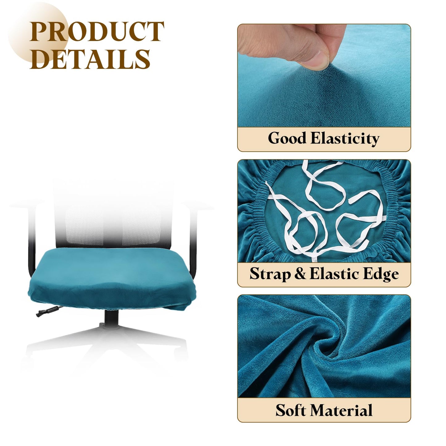 sourcing map Office Chair Cover, Stretchable Soft Rotating Chair Slipcover Washable Desk Computer Seat Cover Protector for Office Home, L(45-48cm)
