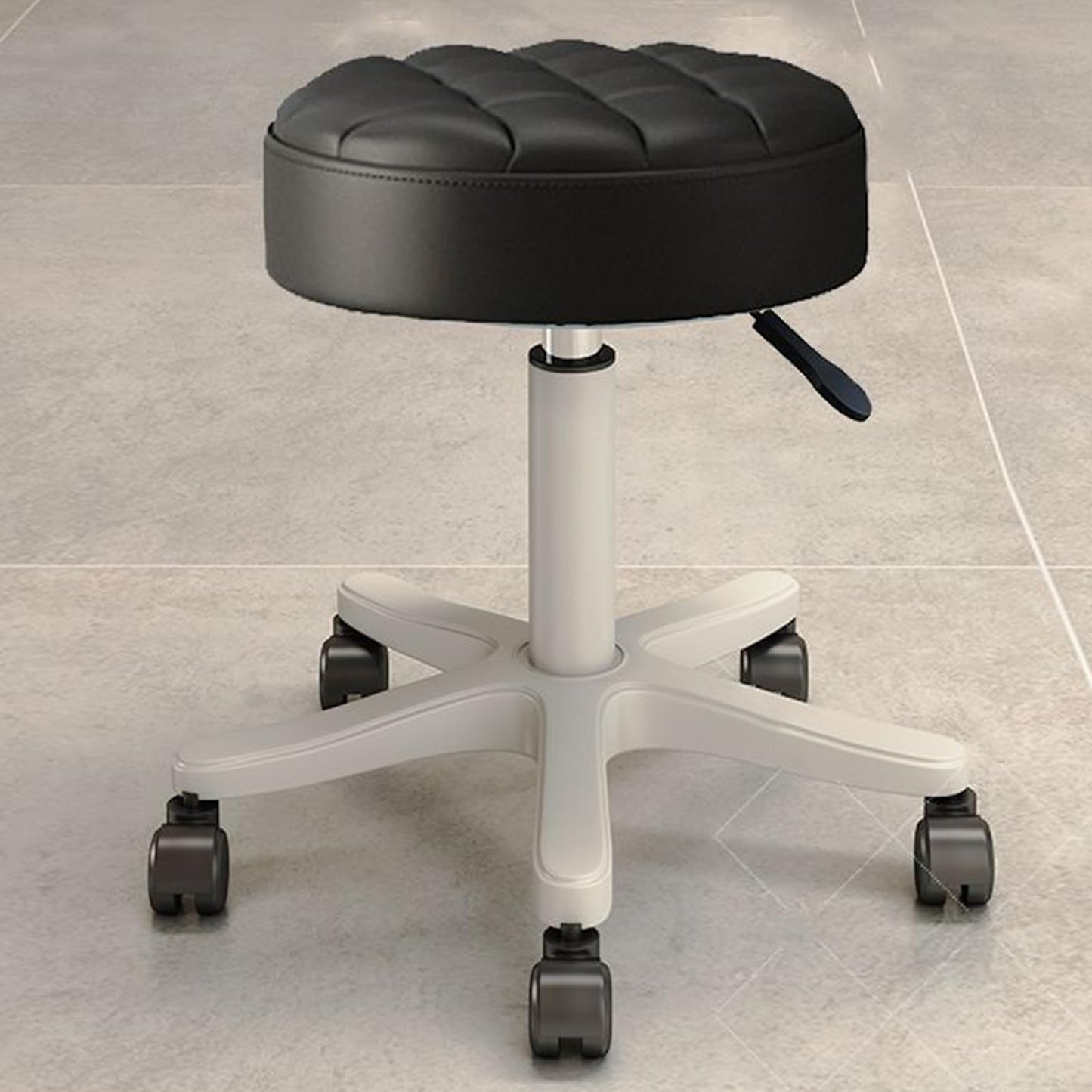 HNJZX Small Chair Round Rolling Stool with Wheels PU Leather Height Adjustable Swivel Stool Drafting Work Tatto Massage SPA Salon Stools Home Office